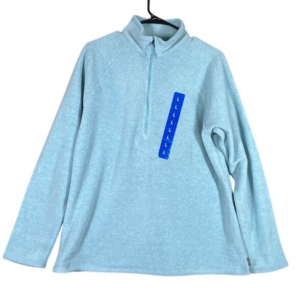 Eddie Bauer Womens Sweater Sea Blue Pullover Fleece 1/4 Zip Long Sleeve Large - Picture 1 of 13